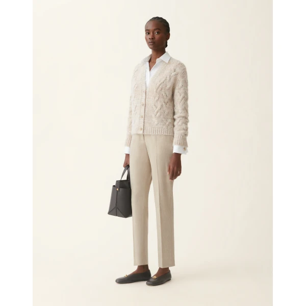 Fabiana Filippi Platinum, Mohair and Sequin Cardigan in Cachà