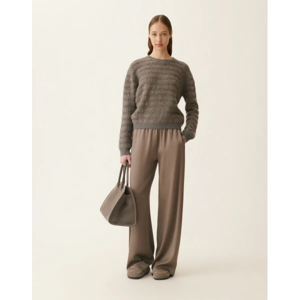 Fabiana Filippi Platinum and Mohair Sweater with Sequin Stripes in Falcon