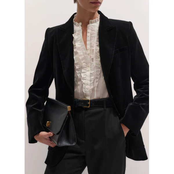 ME+EM 2-in-1 Ruffle Blouse in Cream, view 4 | Shirts | Luxury Shoes 