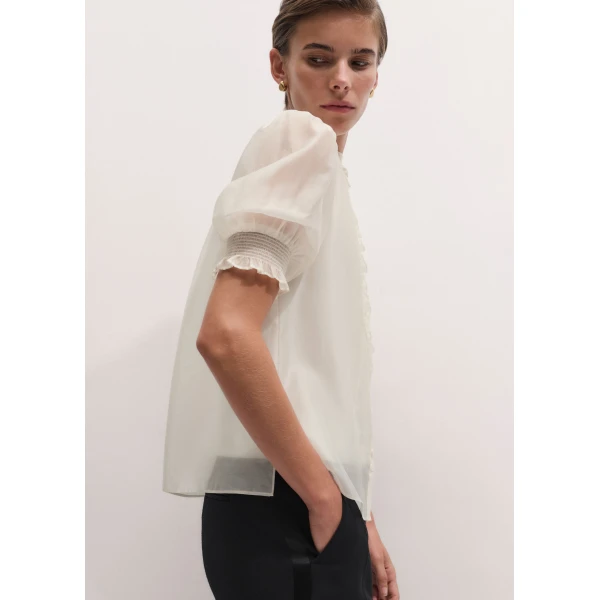 ME+EM 2-in-1 Ruffle Blouse in Cream, view 5 | Shirts | Luxury Shoes 