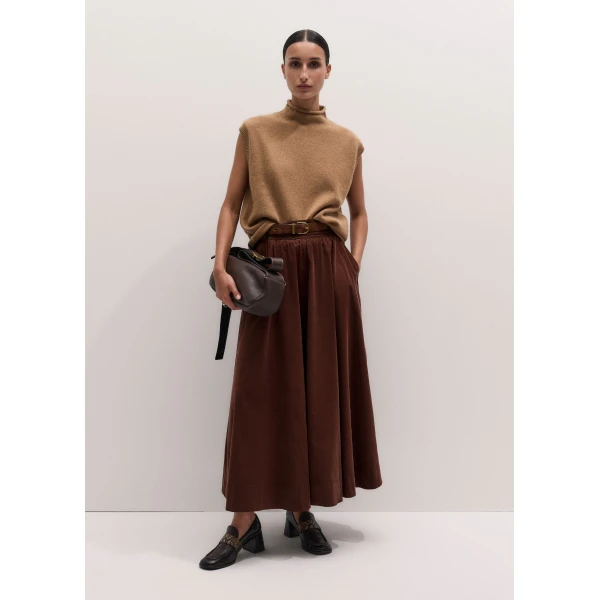 ME+EM A-Line Maxi Skirt in Deep Pecan Brown