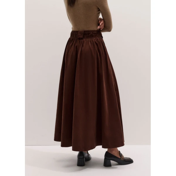 ME+EM A-Line Maxi Skirt in Deep Pecan Brown
