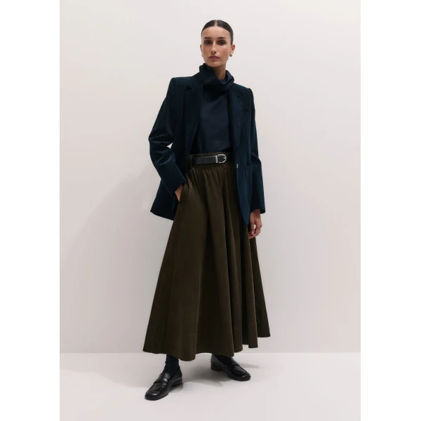 ME+EM A-Line Maxi Skirt in Rich Olive Green
