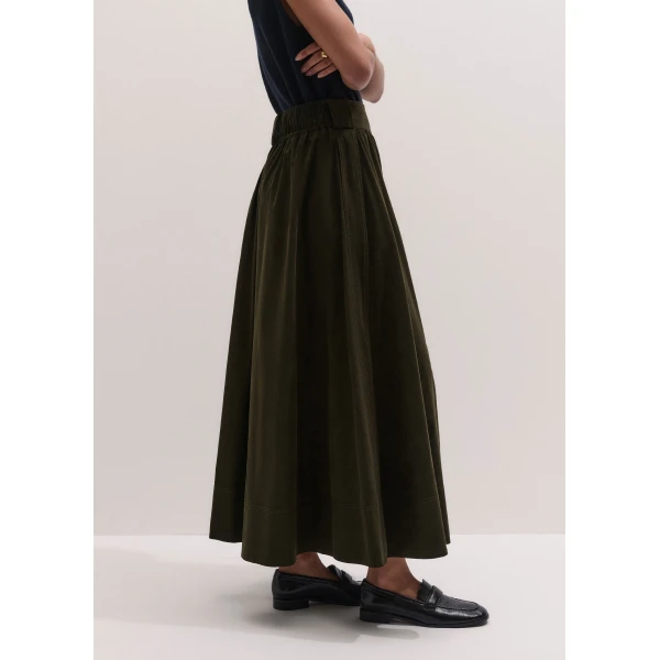 ME+EM A-Line Maxi Skirt in Rich Olive Green