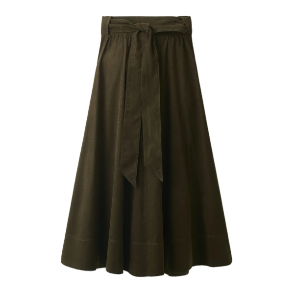 ME+EM A-Line Maxi Skirt in Rich Olive Green