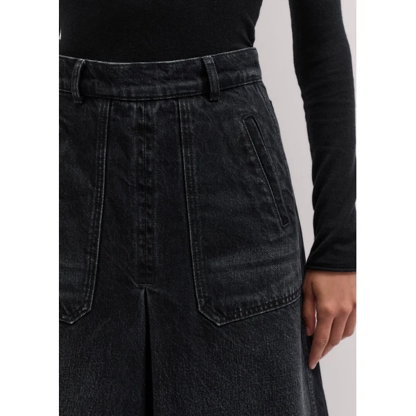 ME+EM A-Line Midi Skirt in Charcoal Wash