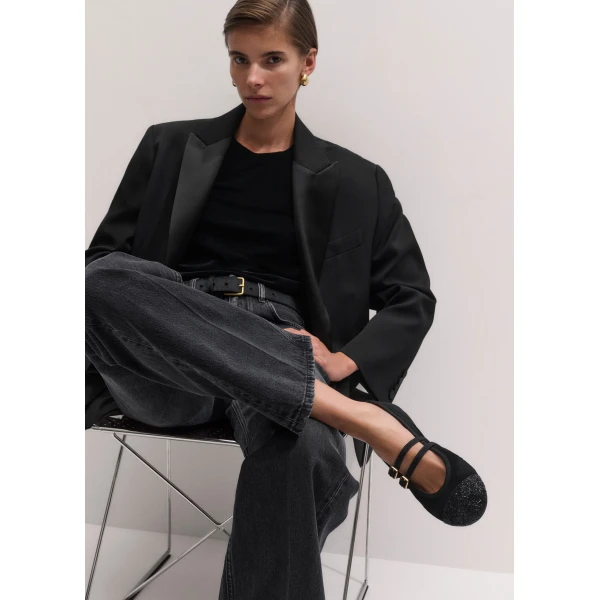 ME+EM AM-PM Ballet Flat in Black, view 2 | Flats | Luxury Shoes 