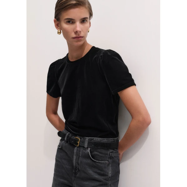 ME+EM AM-PM Fluid Tee in Black, view 2 | T-shirts | Luxury Shoes 