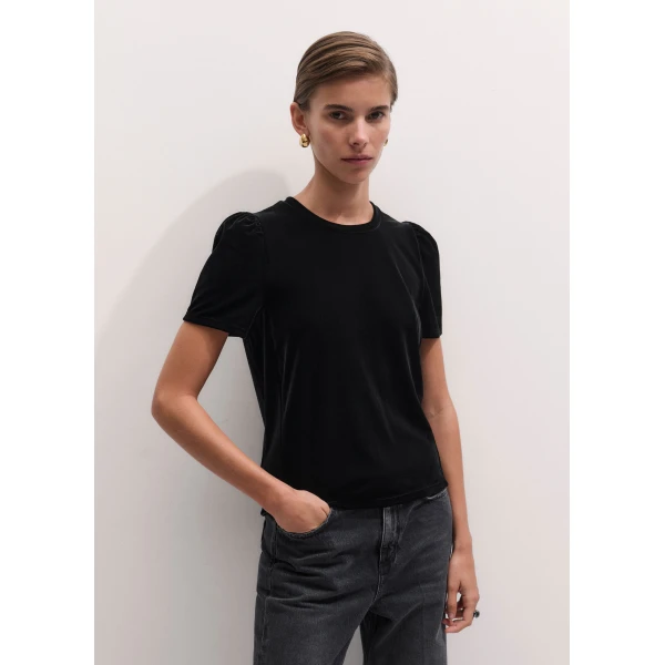 ME+EM AM-PM Fluid Tee in Black, view 6 | T-shirts | Luxury Shoes 