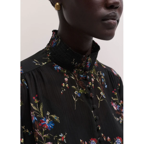 ME+EM AM-PM Straight Blouse in Black Multi