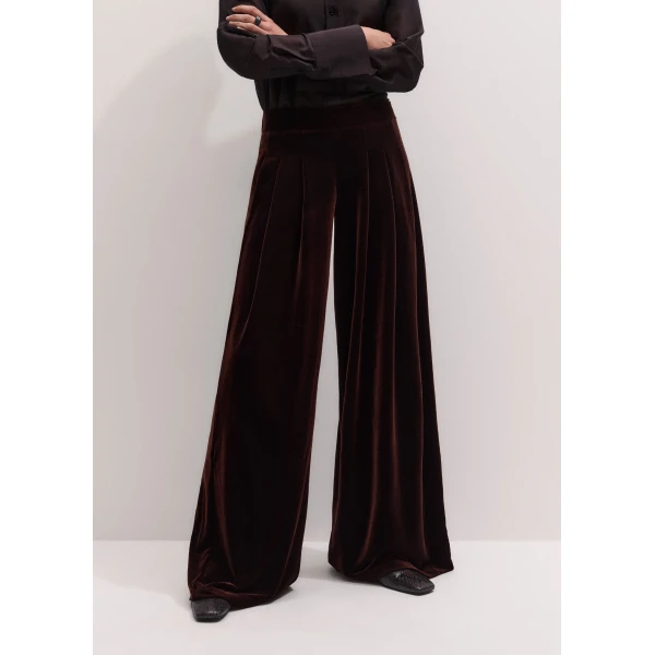 ME+EM AM-PM Wide-Leg Trouser in Dark Chocolate, view 2 | Wide leg pants | Luxury Shoes 