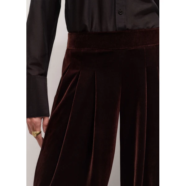 ME+EM AM-PM Wide-Leg Trouser in Dark Chocolate, view 3 | Wide leg pants | Luxury Shoes 