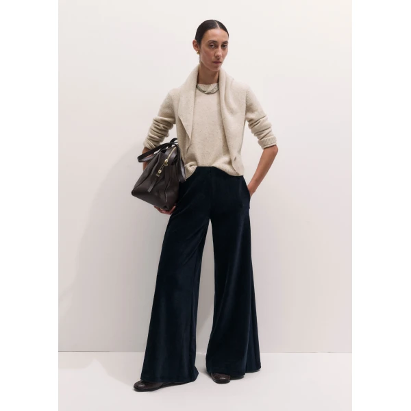 ME+EM AM-PM Wide-Leg Trouser in Navy, view 2 | Wide leg pants | Luxury Shoes 