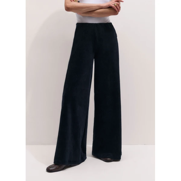 ME+EM AM-PM Wide-Leg Trouser in Navy, view 4 | Wide leg pants | Luxury Shoes 
