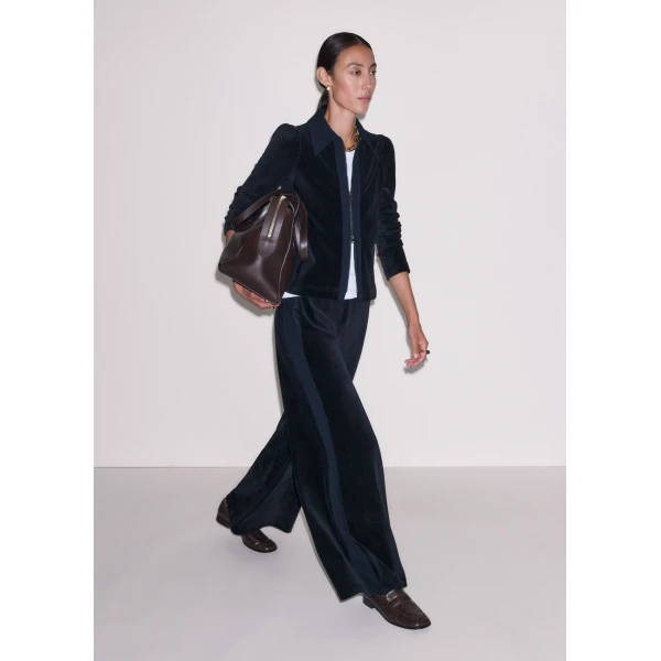 ME+EM AM-PM Wide-Leg Trouser in Navy, view 6 | Wide leg pants | Luxury Shoes 