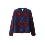 ME+EM Argyle Relaxed Jumper in Bright Navy/Merlot Red | Sweaters | Luxury Shoes 
