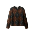 ME+EM Argyle Relaxed Jumper in Pecan Brown Mélange/Charcoal