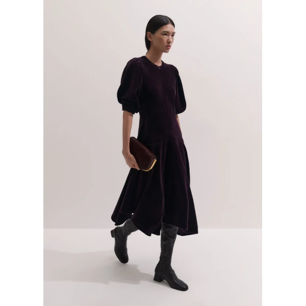 ME+EM Asymmetric Hem Dress in Merlot Red