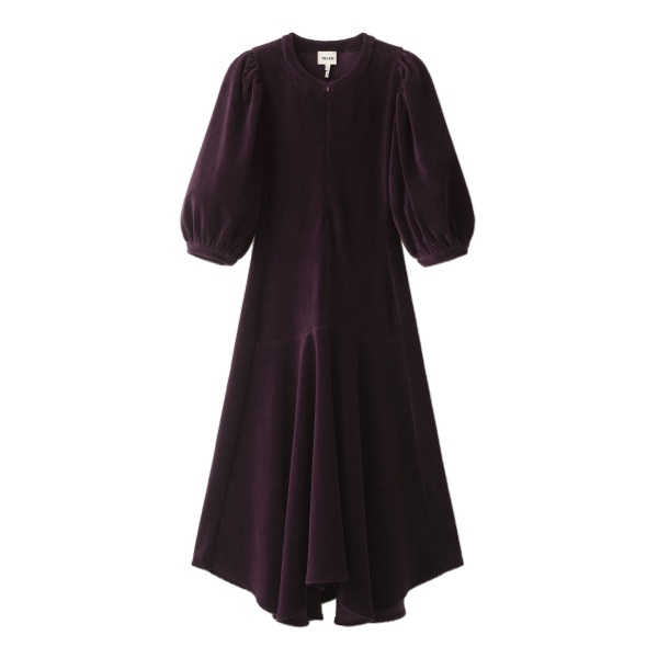 ME+EM Asymmetric Hem Dress in Merlot Red