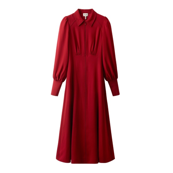 ME+EM Balloon Sleeve Maxi Dress in Barolo Red