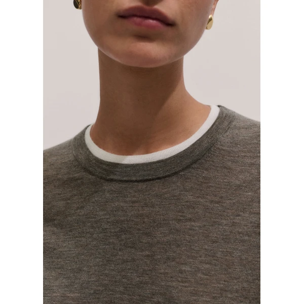 ME+EM Barely There Baby Tee in Pebble Brown/Soft White