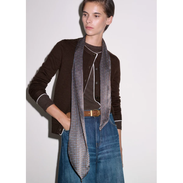 ME+EM Barely There Cardigan in Warm Chocolate/Soft White, view 4 | Cardigan | Luxury Shoes 