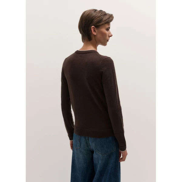 ME+EM Barely There Cardigan in Warm Chocolate/Soft White, view 5 | Cardigan | Luxury Shoes 