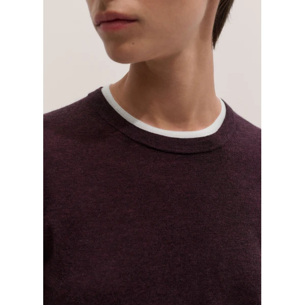 ME+EM Barely There Jumper in Merlot Mélange/Soft White