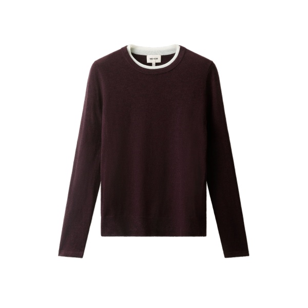 ME+EM Barely There Jumper in Merlot Mélange/Soft White