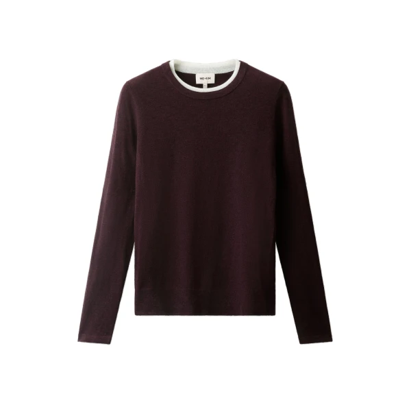 ME+EM Barely There Jumper in Merlot Mélange/Soft White