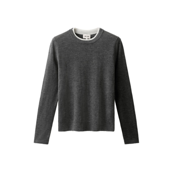 ME+EM Barely There Jumper in Mid Grey Mélange/Soft White