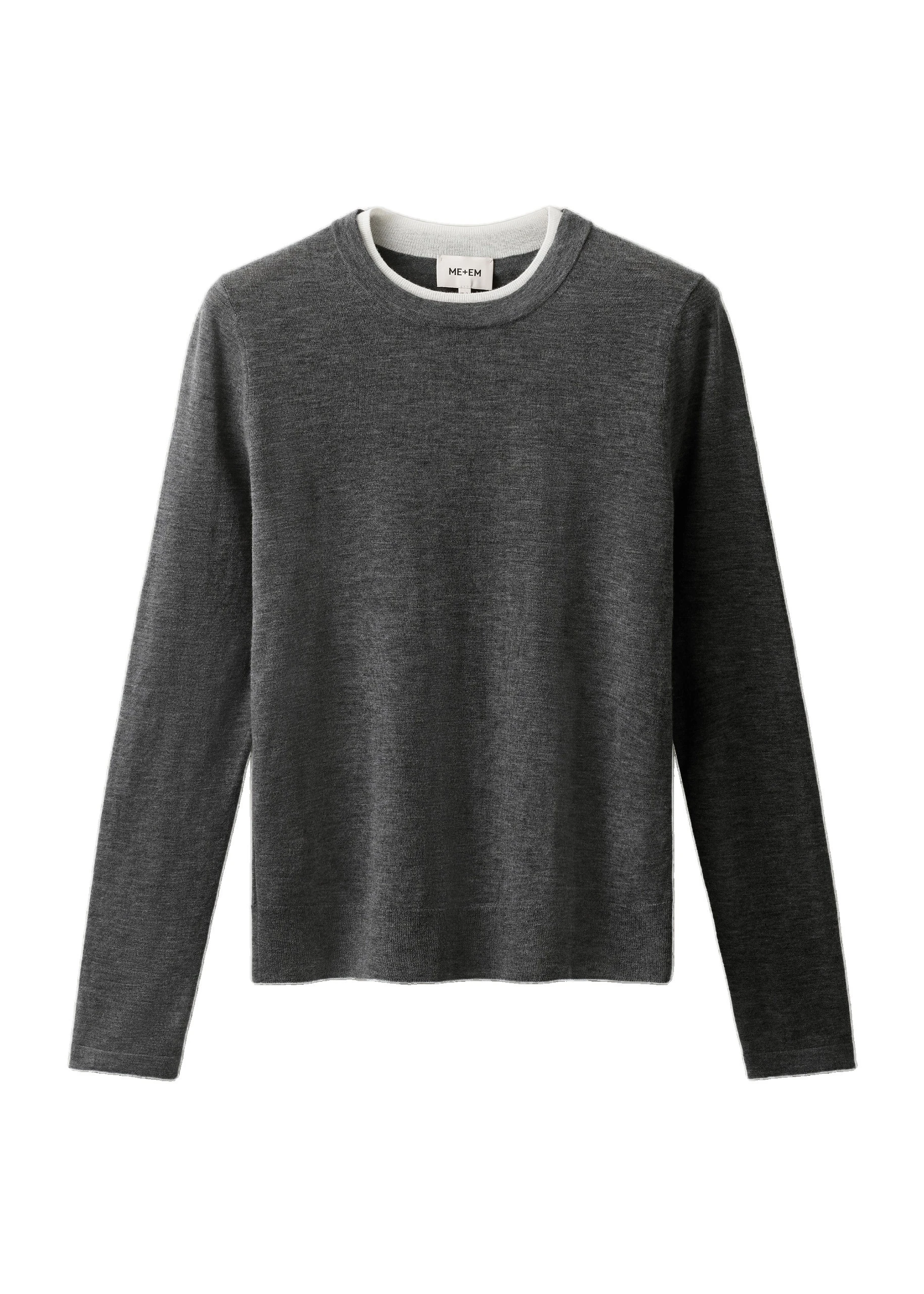 ME+EM Barely There Jumper in Mid Grey Mélange/Soft White | Knitwear | Luxury Shoes ME+EM Barely There Jumper in Mid Grey Mélange/Soft White