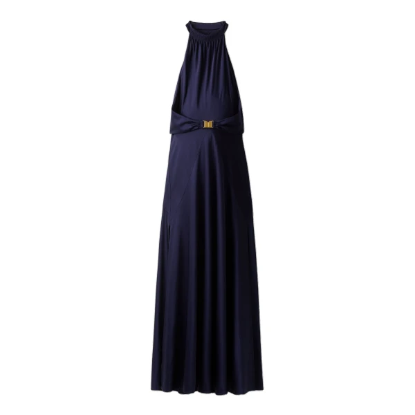 ME+EM Belted Full-Length Dress in Evening Navy