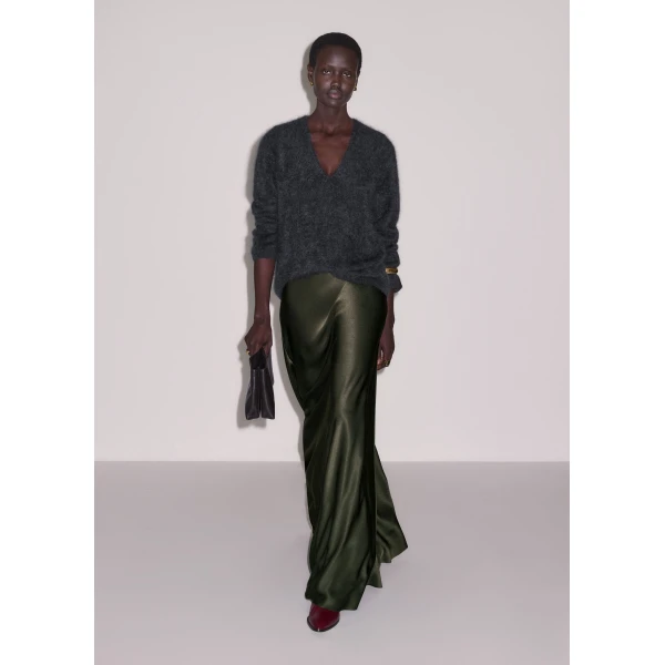 ME+EM Bias Full-Length Skirt in Bay Green, view 3 | Maxi Skirts | Luxury Shoes 
