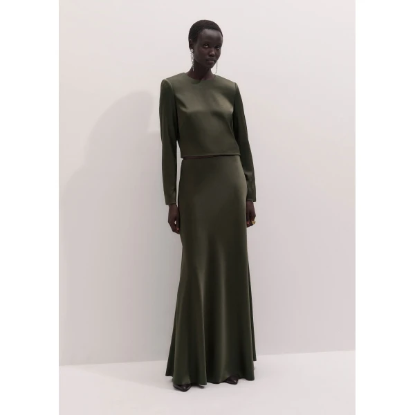 ME+EM Bias Full-Length Skirt in Bay Green, view 5 | Maxi Skirts | Luxury Shoes 