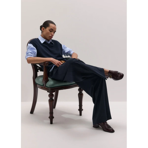 ME+EM Block Heel Loafer in Port Brown