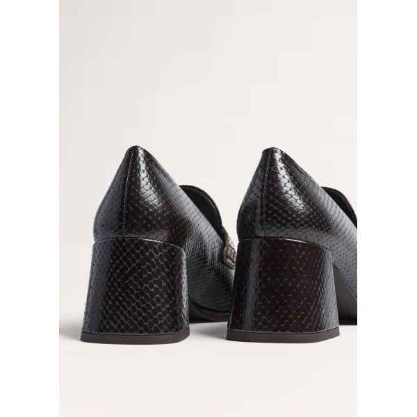 ME+EM Block Heel Loafer in Tan/Chocolate, view 4 | Heels | Luxury Shoes 