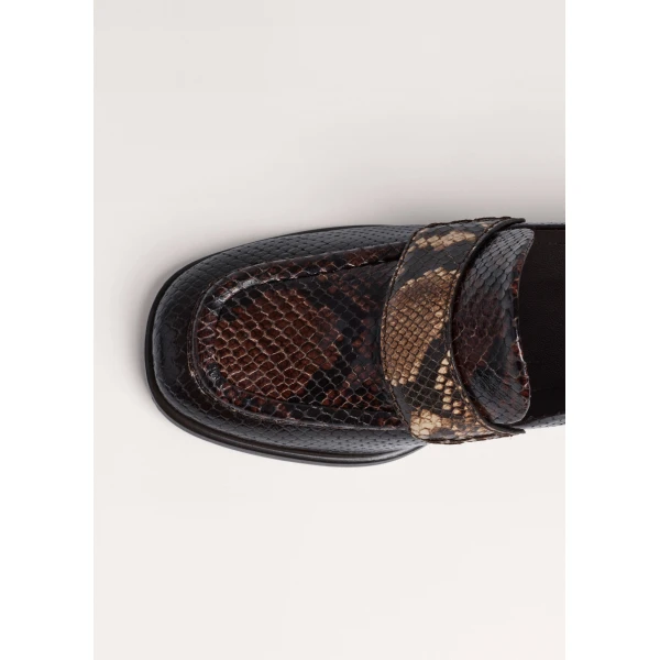 ME+EM Block Heel Loafer in Tan/Chocolate, view 5 | Heels | Luxury Shoes 
