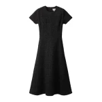 ME+EM Bouclé Jersey Fit + Flare Midi Dress in Black | Midi Dresses | Luxury Shoes 