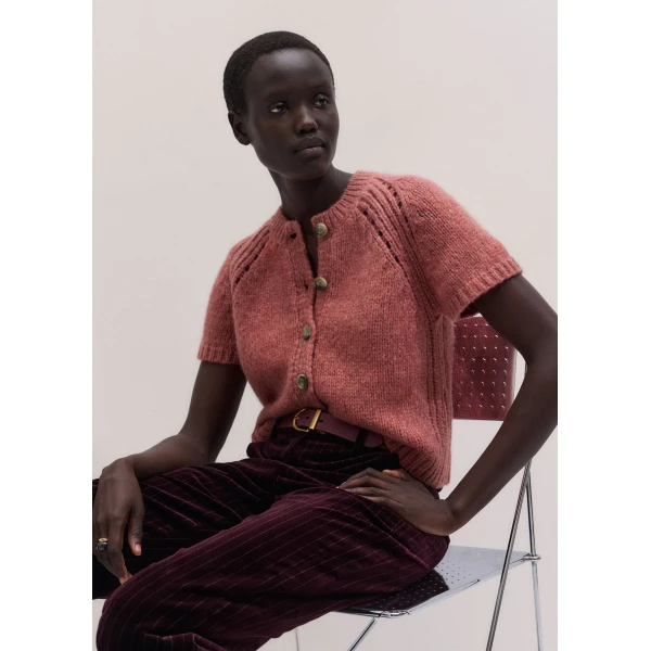 ME+EM Button Front Straight Tee in Smoke Pink