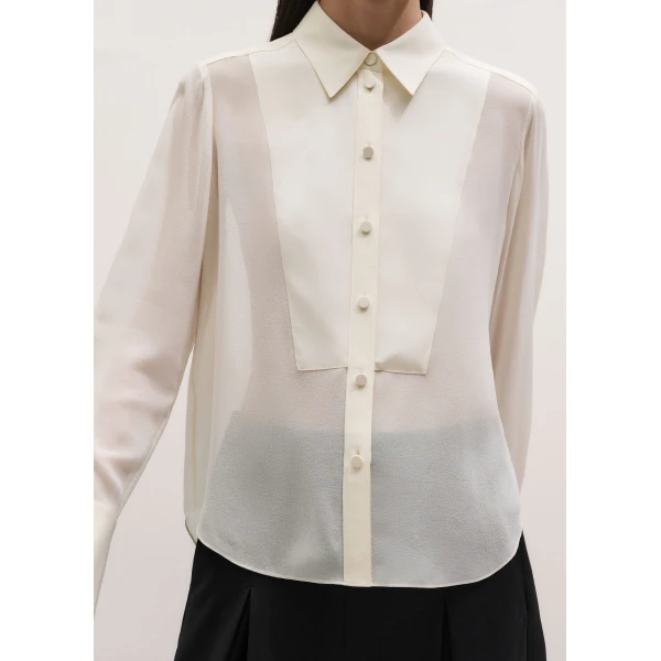 ME+EM Clever Panel Evening Shirt in Light Cream