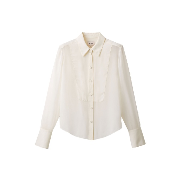 ME+EM Clever Panel Evening Shirt in Light Cream