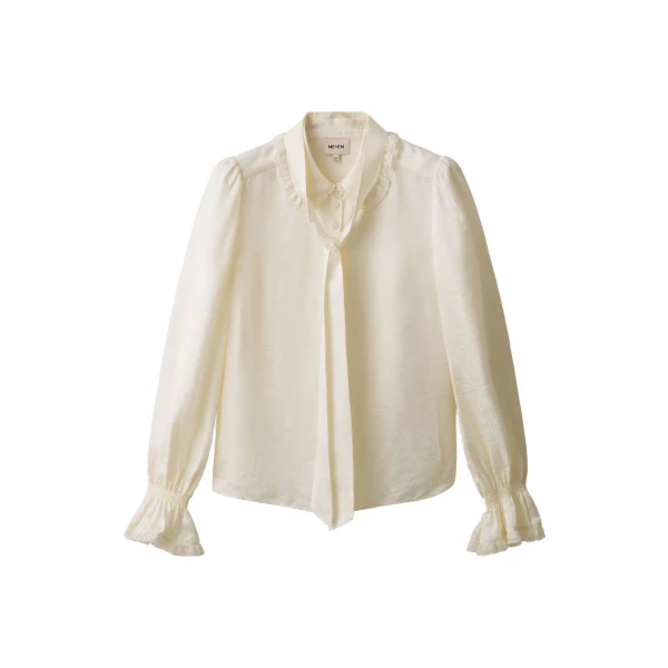 ME+EM Collar Straight Blouse in Light Cream