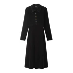 ME+EM Cord Velour Fit + Flare Midi Dress in Black | Midi Dresses | Luxury Shoes 