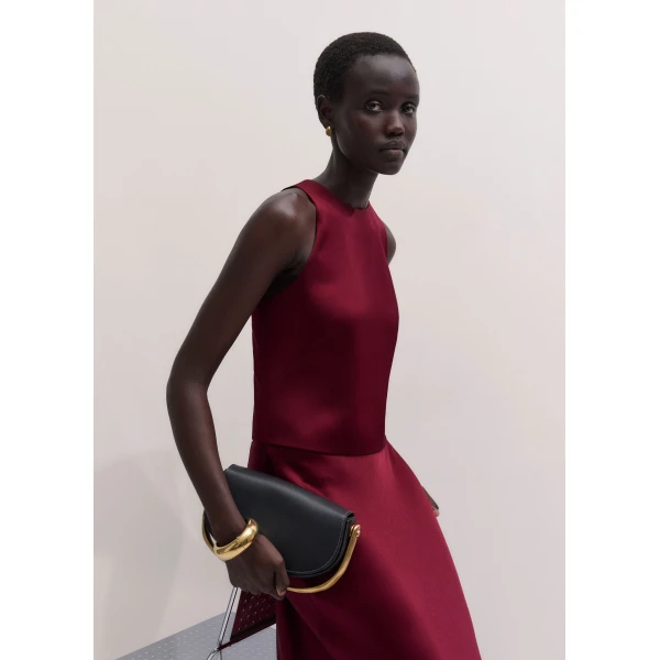 ME+EM Crop Evening Top in Barolo Red