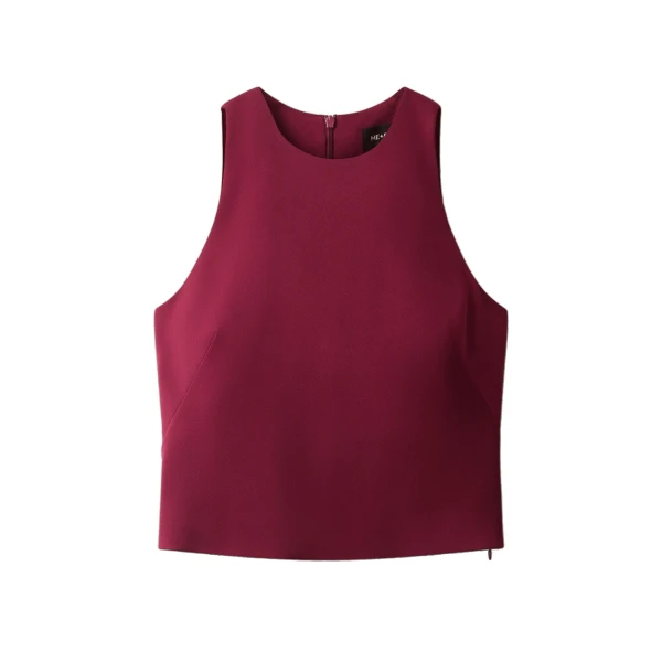 ME+EM Crop Evening Top in Barolo Red