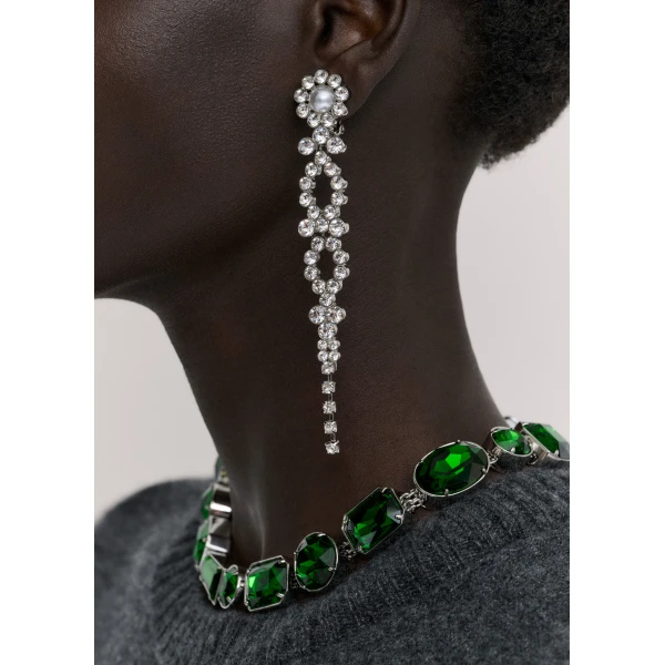 ME+EM Crystal Drop Earrings in Silver
