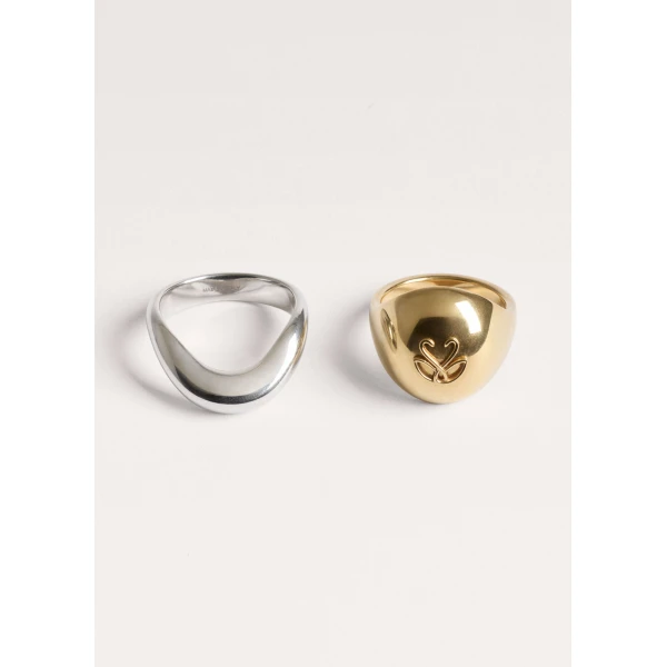 ME+EM Cygnet Stacking Rings in Gold/Silver