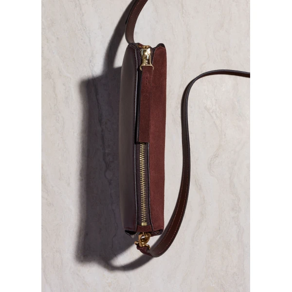 ME+EM Double Pouch Crossbody in Dark Cinnamon