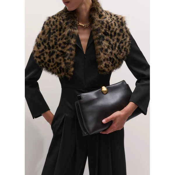 ME+EM Double Pouch Soft Clutch in Dark Chocolate, view 3 | Clutch Bags | Luxury Shoes 